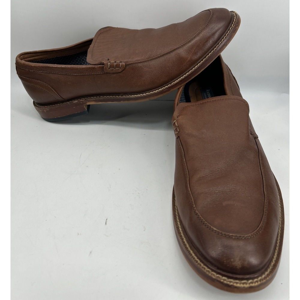 Aston Grey Salkin Brown Leather Slip On Loafer Shoes Men's Size 11.5